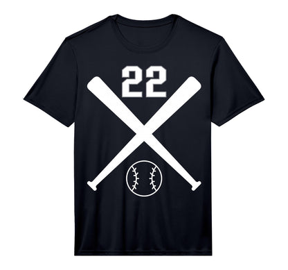 Baseball Softball Number 22 Performance T-Shirt - Minimalist Print Unisex - T-Shirt, Sweatshirt, Hoodie