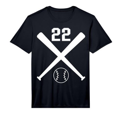 Baseball Softball Number 22 Performance T-Shirt - Minimalist Print Unisex - T-Shirt, Sweatshirt, Hoodie