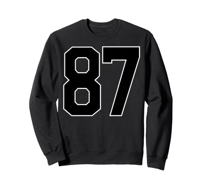 Black Sports Team Number 87 Fan Sweatshirt - Trendy Graphic Unisex - T-Shirt, Sweatshirt, Hoodie