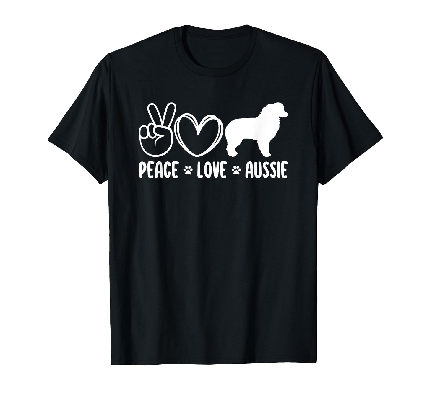Peace Love Aussie Australian Shepherd Owner T-Shirt - Unique Graphic Unisex - T-Shirt, Sweatshirt, Hoodie