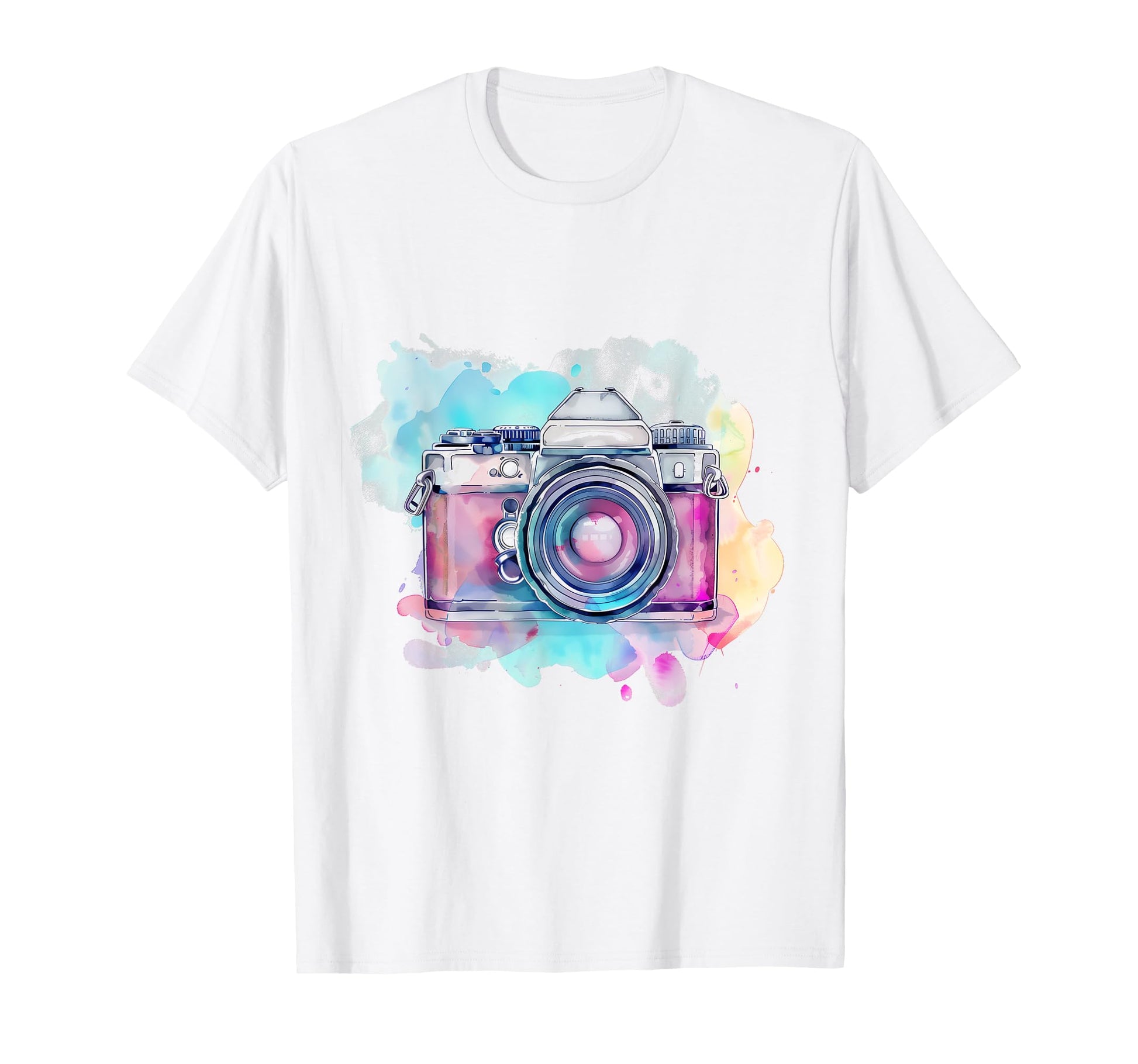 Camera Photography Watercolor Art T-Shirt - Fun Novelty Design Unisex - T-Shirt, Sweatshirt, Hoodie