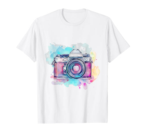Camera Photography Watercolor Art T-Shirt - Fun Novelty Design Unisex - T-Shirt, Sweatshirt, Hoodie