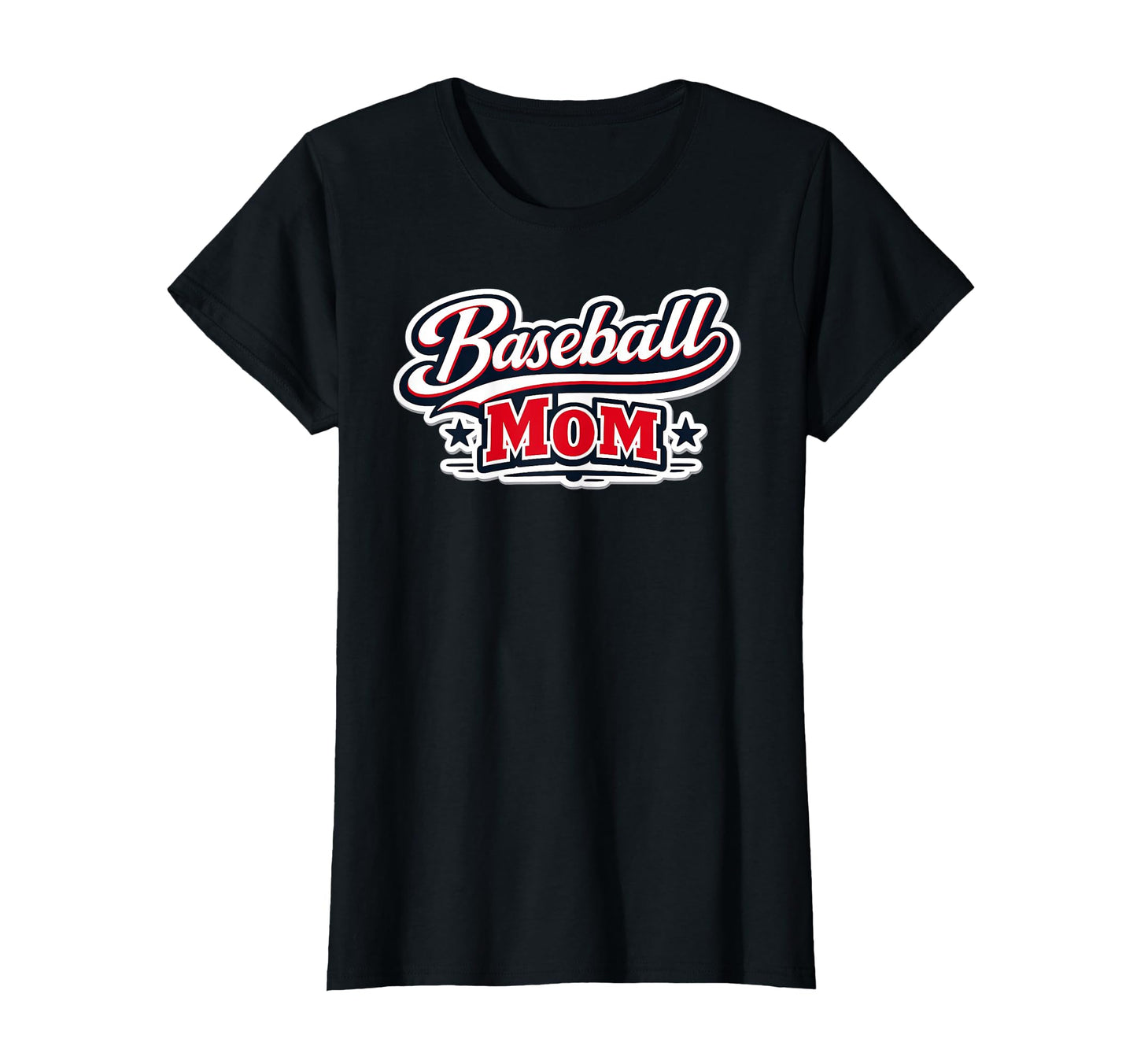 Baseball Mom Script Red White Blue Mothers T-Shirt - Unique Graphic Unisex - T-Shirt, Sweatshirt, Hoodie