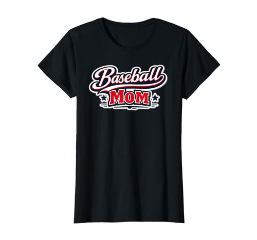 Baseball Mom Script Red White Blue Mothers T-Shirt - Unique Graphic Unisex - T-Shirt, Sweatshirt, Hoodie