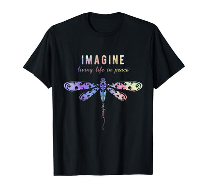 Imagine Boho Dragonfly 60S 70S Groovy T-Shirt - Trendy Graphic Men Women - T-Shirt, Sweatshirt, Hoodie