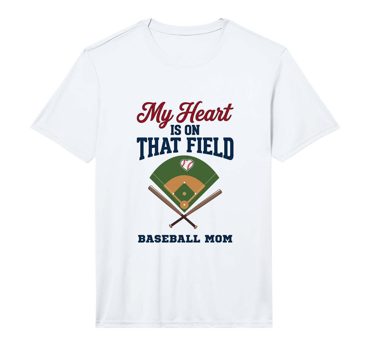 My Heart Is That Field Baseball Mom T-Shirt - Graphic Print for Adults - T-Shirt, Sweatshirt, Hoodie