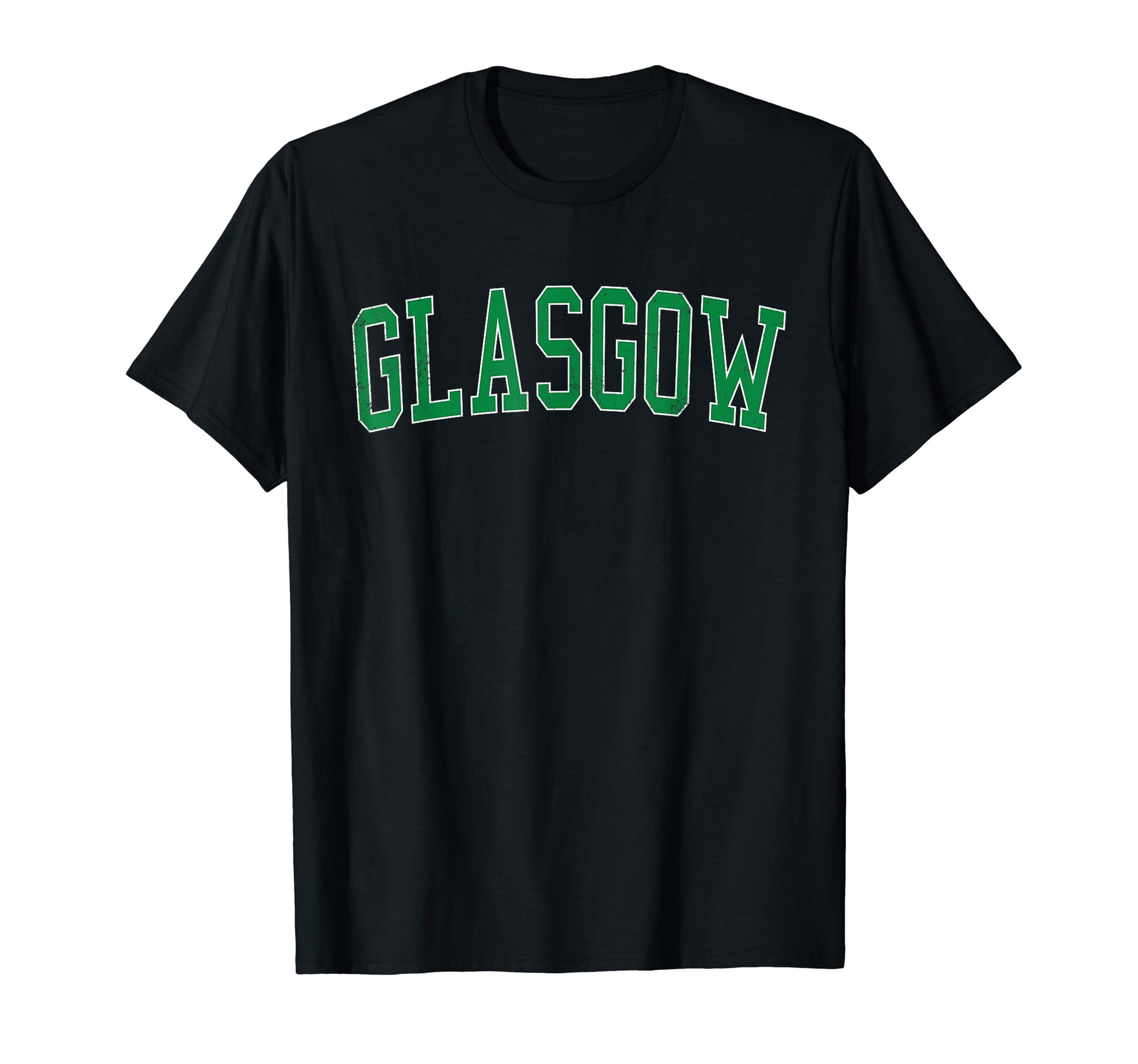 Glasgow De Distressed Green Varsity T-Shirt - Novelty Apparel for Adults - T-Shirt, Sweatshirt, Hoodie
