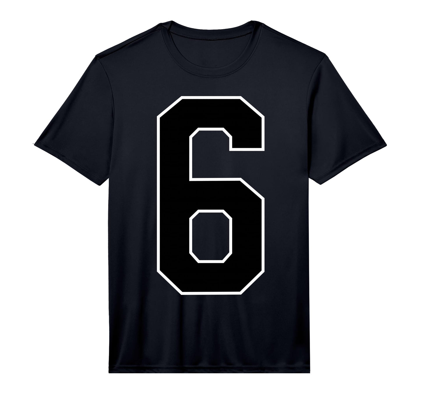 Black Sports Team Number 6 Fan T-Shirt - Casual Everyday Wear Men Women - T-Shirt, Sweatshirt, Hoodie