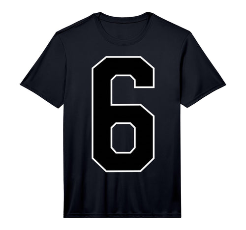 Black Sports Team Number 6 Fan T-Shirt - Casual Everyday Wear Men Women - T-Shirt, Sweatshirt, Hoodie
