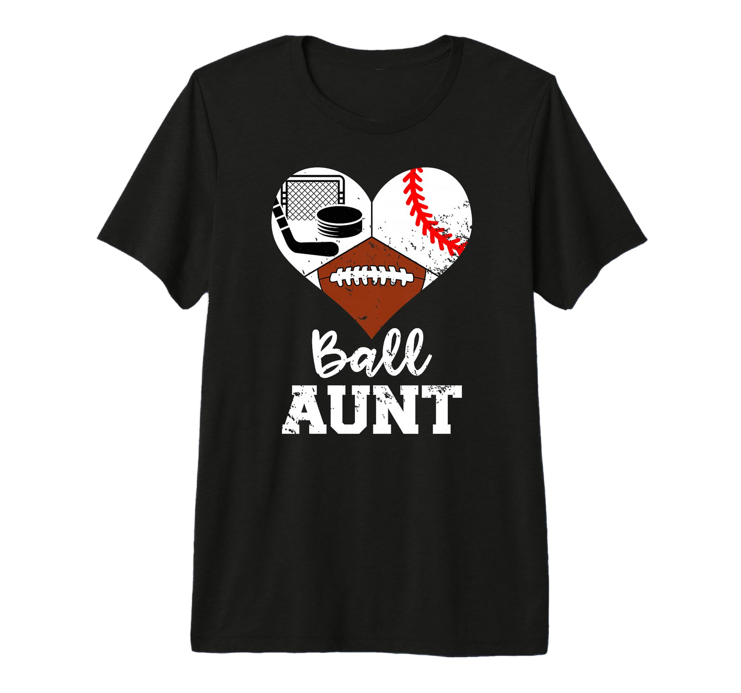 Ball Aunt Heart Funny Football T-Shirt - Trendy Graphic for Adults - T-Shirt, Sweatshirt, Hoodie