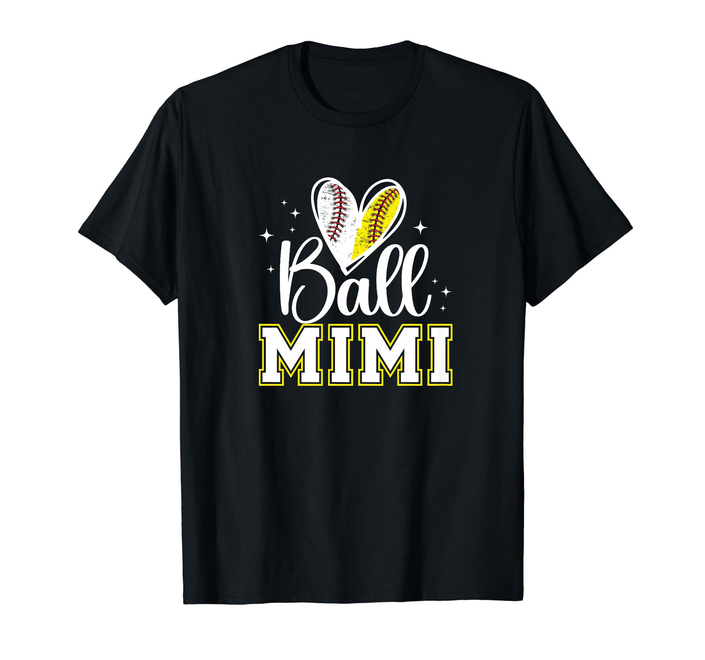 Ball Mimi Heart Baseball Softball T-Shirt - Custom Art Print Men Women - T-Shirt, Sweatshirt, Hoodie