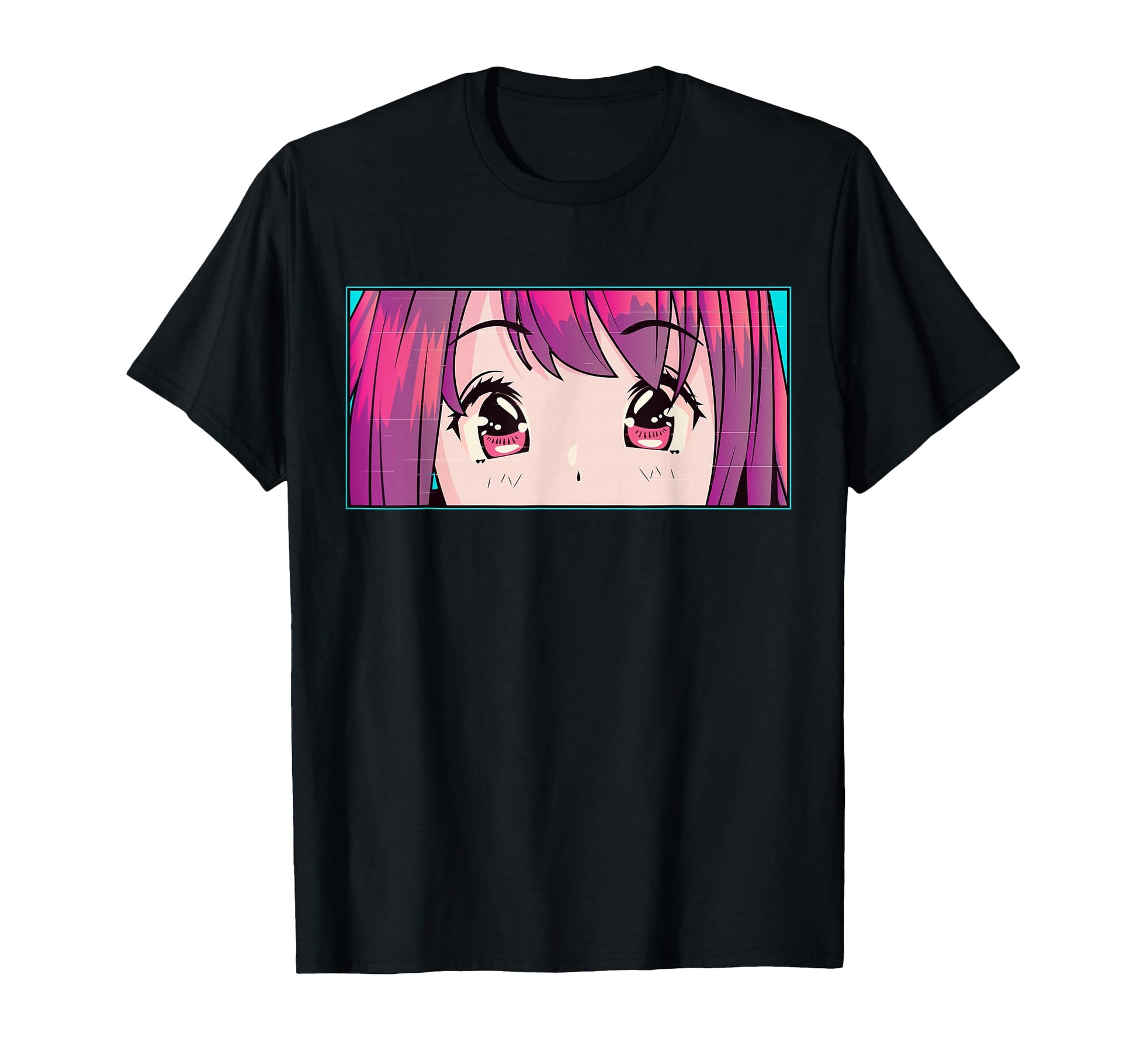 Vaporwave Anime Eyes Anime Aesthetic T-Shirt - Minimalist Print Unisex - T-Shirt, Sweatshirt, Hoodie