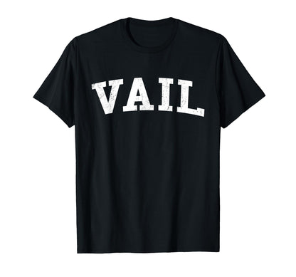 Vail Az Distressed White Varsity T-Shirt - Trendy Graphic for Adults - T-Shirt, Sweatshirt, Hoodie
