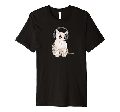 Singing Cat Headphones Y2K Grunge T-Shirt - Graphic Print for Adults - T-Shirt, Sweatshirt, Hoodie