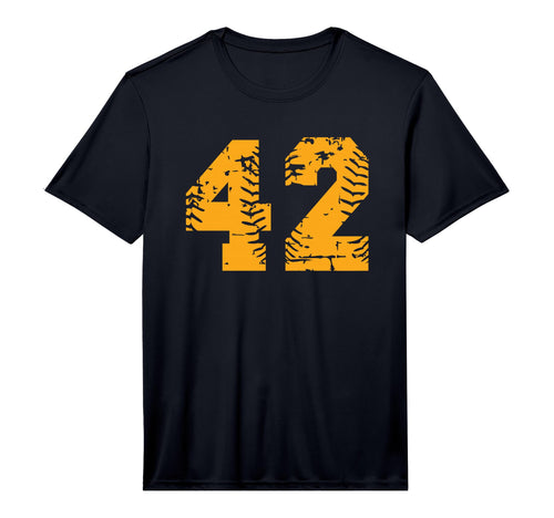 Yellow Number 42 Baseball Softball T-Shirt - Minimalist Print for Adults - T-Shirt, Sweatshirt, Hoodie