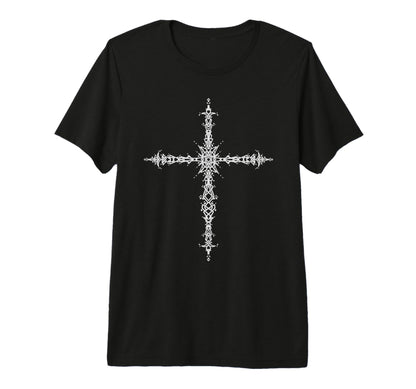 Y2K 90S Goth Cross Alt Emo Grunge Tri T-Shirt - Novelty Apparel for Adults - T-Shirt, Sweatshirt, Hoodie