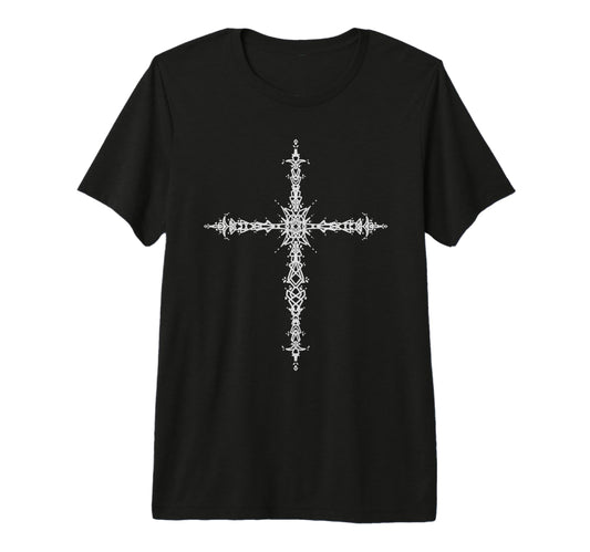Y2K 90S Goth Cross Alt Emo Grunge Tri T-Shirt - Novelty Apparel for Adults - T-Shirt, Sweatshirt, Hoodie
