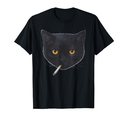 Black Cat Smoking 90S Grunge Funny T-Shirt - Graphic Print Men Women - T-Shirt, Sweatshirt, Hoodie