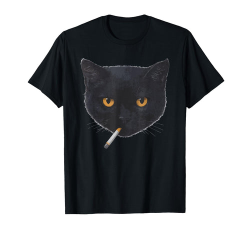 Black Cat Smoking 90S Grunge Funny T-Shirt - Graphic Print Men Women - T-Shirt, Sweatshirt, Hoodie