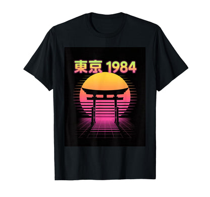 Tokyo 1984 Vaporwave Synthwave Sunset T-Shirt - Trendy Graphic Unisex - T-Shirt, Sweatshirt, Hoodie