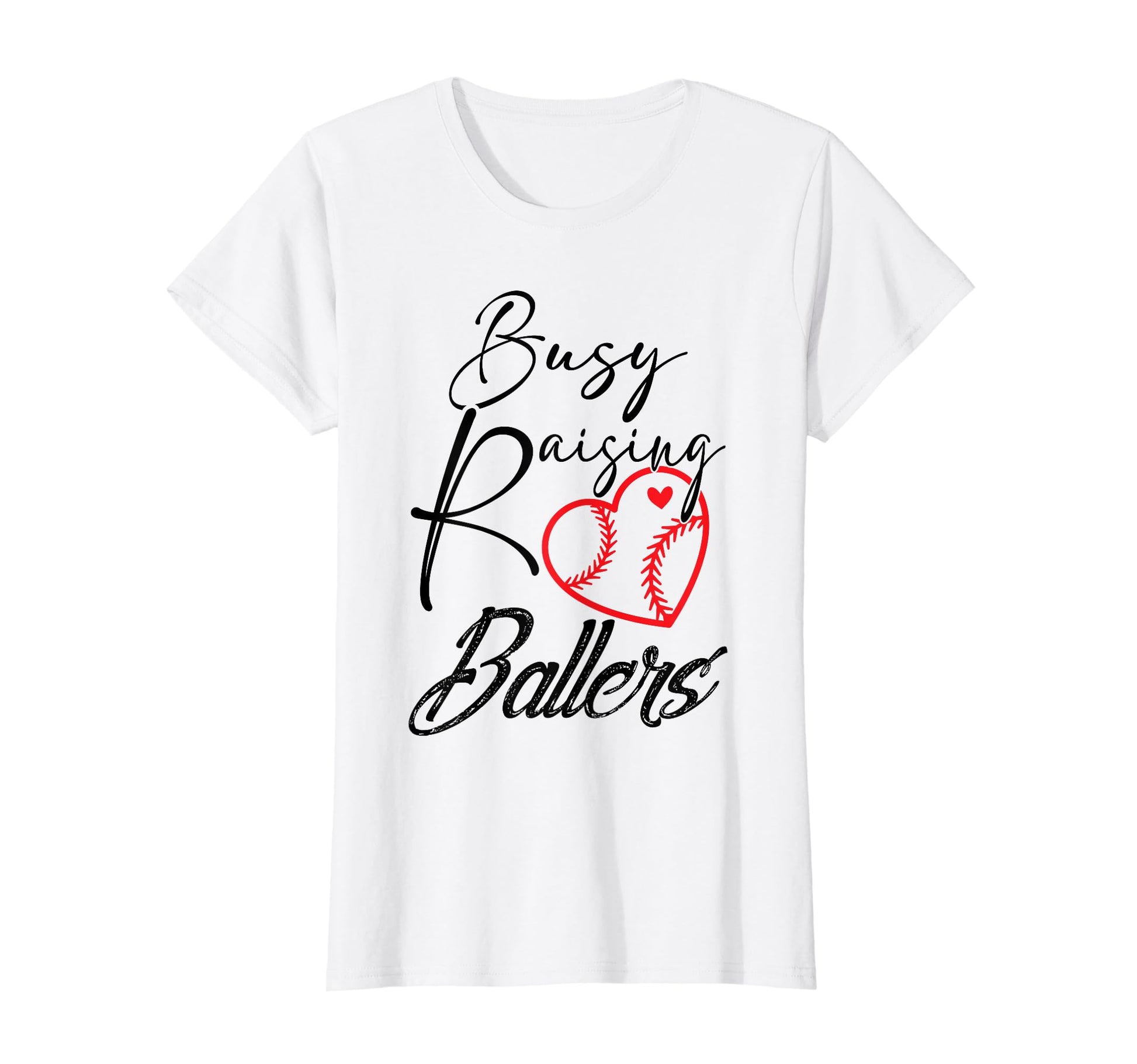 Busy Raising Ballers Heart Softball T-Shirt - Unique Graphic Unisex - T-Shirt, Sweatshirt, Hoodie