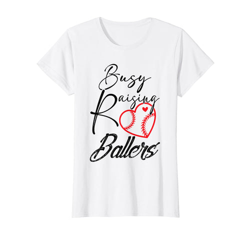 Busy Raising Ballers Heart Softball T-Shirt - Unique Graphic Unisex - T-Shirt, Sweatshirt, Hoodie