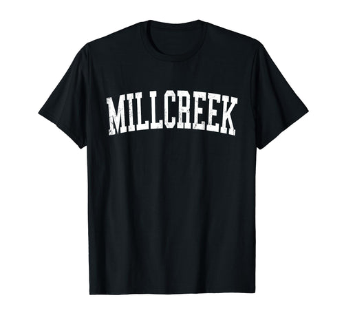 Millcreek Ut Distressed White Varsity T-Shirt - Unique Graphic Unisex - T-Shirt, Sweatshirt, Hoodie