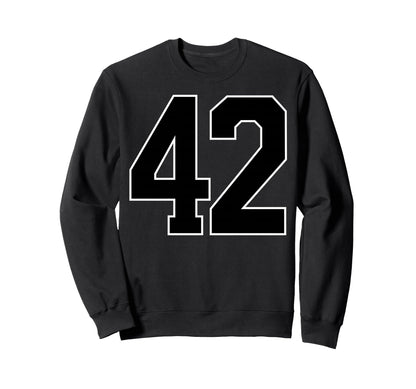 Black Sports Team Number 42 Sweatshirt - Casual Everyday Wear for Adults - T-Shirt, Sweatshirt, Hoodie