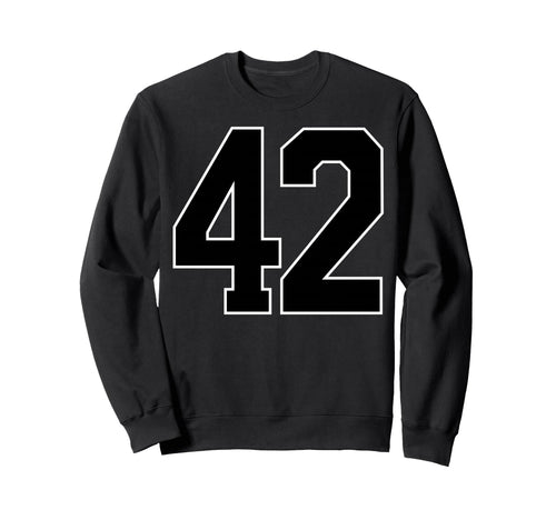 Black Sports Team Number 42 Sweatshirt - Casual Everyday Wear for Adults - T-Shirt, Sweatshirt, Hoodie