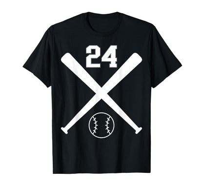 Baseball Softball Number 24 T-Shirt - Fun Novelty Design Unisex - T-Shirt, Sweatshirt, Hoodie