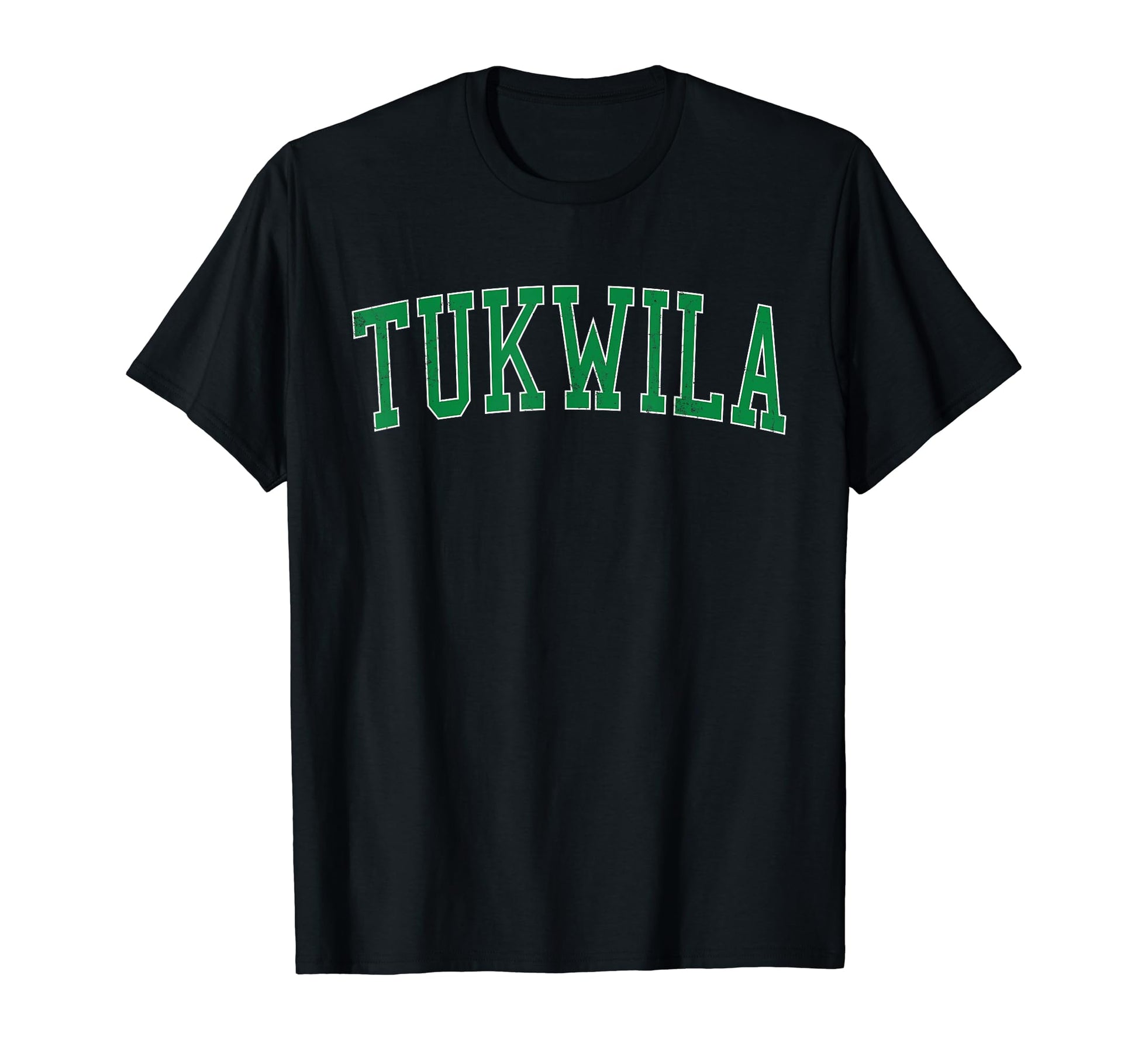 Tukwila Wa Distressed Green Varsity T-Shirt - Fun Novelty Design for Adults - T-Shirt, Sweatshirt, Hoodie