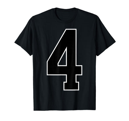 Black Sports Team Number 4 T-Shirt - Graphic Print Men Women - T-Shirt, Sweatshirt, Hoodie