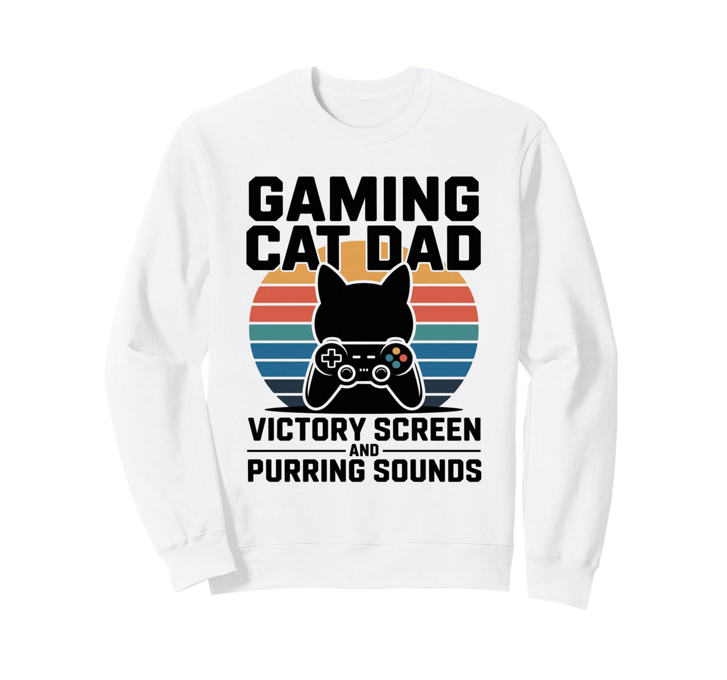 Gaming Cat Dad Victory Screen And Sweatshirt - Minimalist Print for Adults - T-Shirt, Sweatshirt, Hoodie