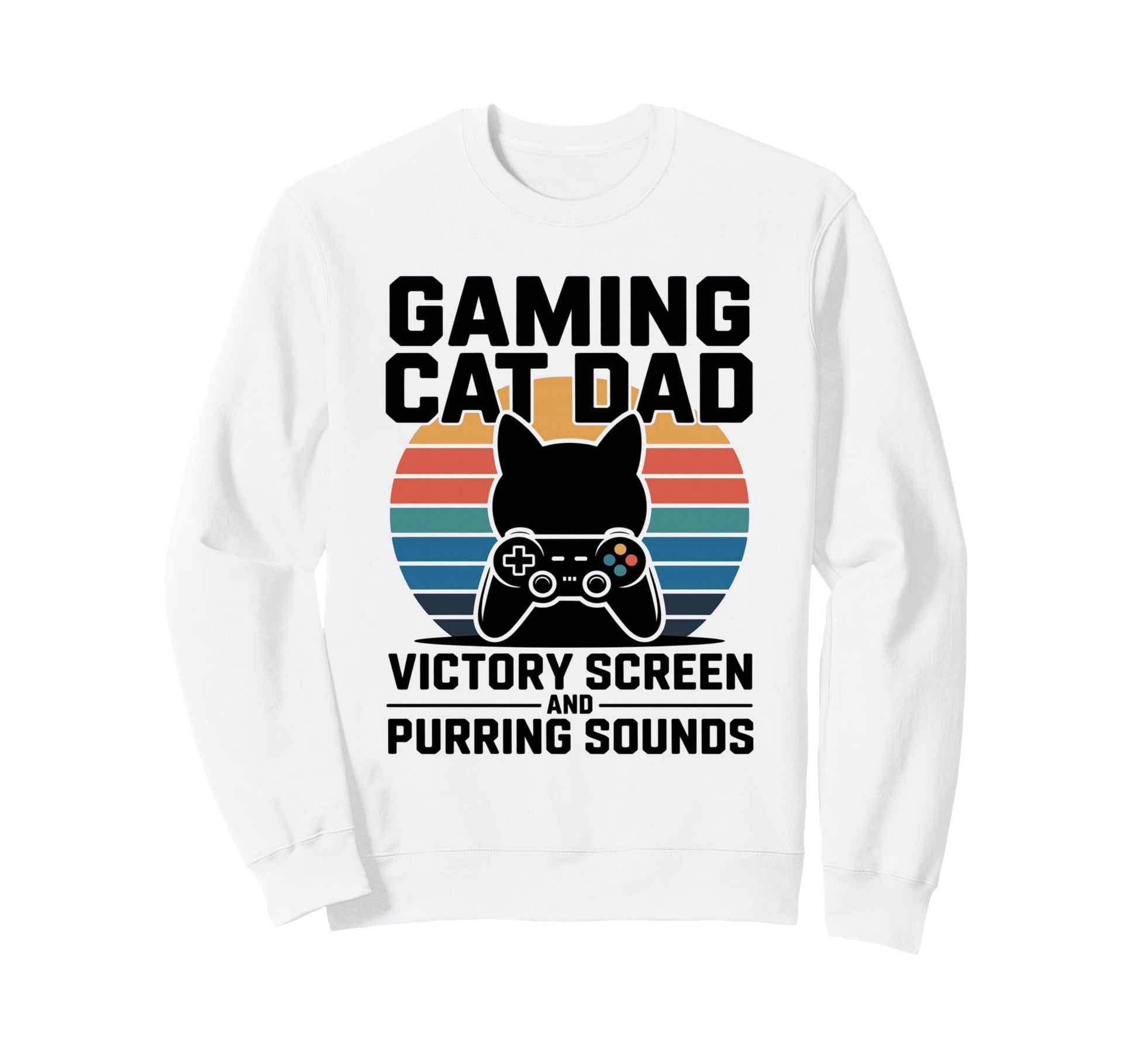 Gaming Cat Dad Victory Screen And Sweatshirt - Minimalist Print for Adults - T-Shirt, Sweatshirt, Hoodie