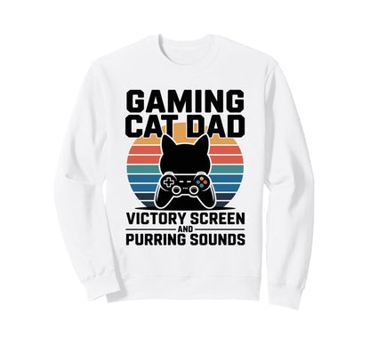 Gaming Cat Dad Victory Screen And Sweatshirt - Minimalist Print for Adults - T-Shirt, Sweatshirt, Hoodie