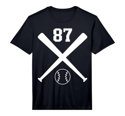 Baseball Softball Number 87 T-Shirt - Custom Art Print for Adults - T-Shirt, Sweatshirt, Hoodie