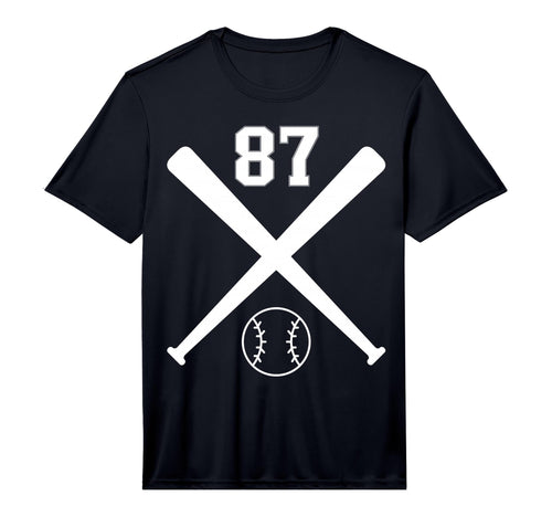 Baseball Softball Number 87 T-Shirt - Custom Art Print for Adults - T-Shirt, Sweatshirt, Hoodie