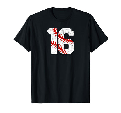 Baseball Player Jersey Number 16 16 T-Shirt - Aesthetic Graphic Men Women - T-Shirt, Sweatshirt, Hoodie