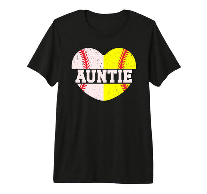 Auntie Baseball Softball Aunt Softball T-Shirt - Novelty Apparel Unisex - T-Shirt, Sweatshirt, Hoodie