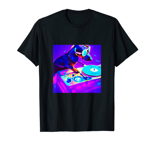 Dachshund Dj Vaporwave Aesthetic Dog T-Shirt - Graphic Print Men Women - T-Shirt, Sweatshirt, Hoodie
