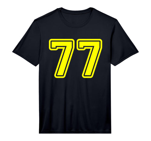 Number 77 Yellow Sports Team Number 77 T-Shirt - Trendy Graphic Men Women - T-Shirt, Sweatshirt, Hoodie