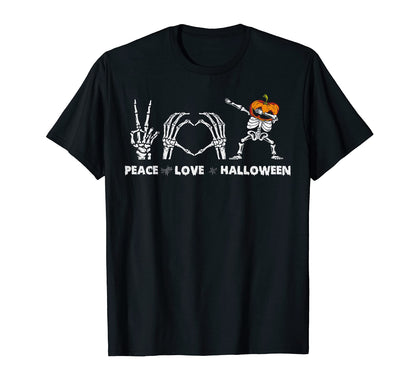 Halloween Skeleton Peace Love Scary T-Shirt - Aesthetic Graphic Men Women - T-Shirt, Sweatshirt, Hoodie