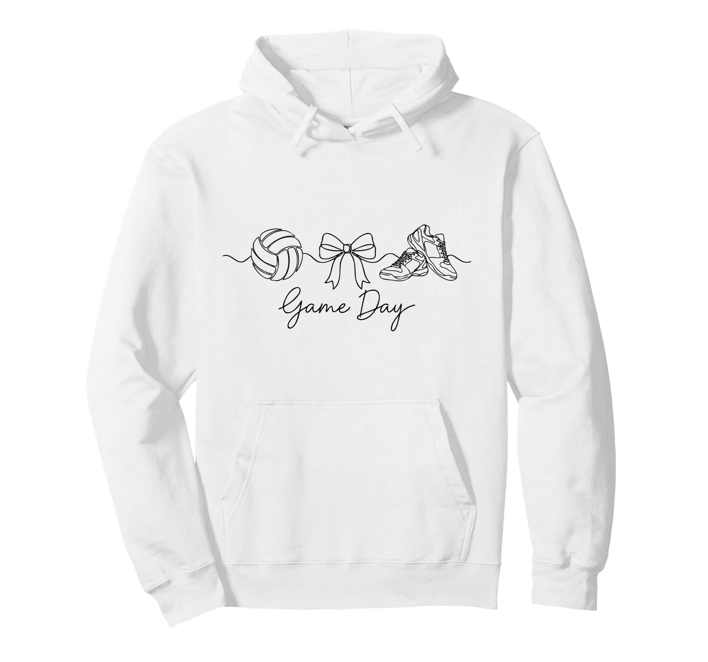 Game Day Volleyball Mom Ball Bow Sports Hoodie - Novelty Apparel Men Women - T-Shirt, Sweatshirt, Hoodie