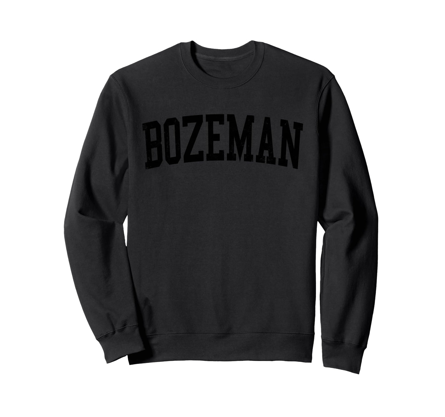 Bozeman Mt Distressed Black Sweatshirt - Minimalist Print for Adults - T-Shirt, Sweatshirt, Hoodie