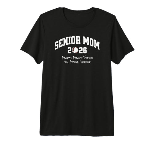 Baseball Senior Mom 2026 From First T-Shirt - Minimalist Print for Adults - T-Shirt, Sweatshirt, Hoodie