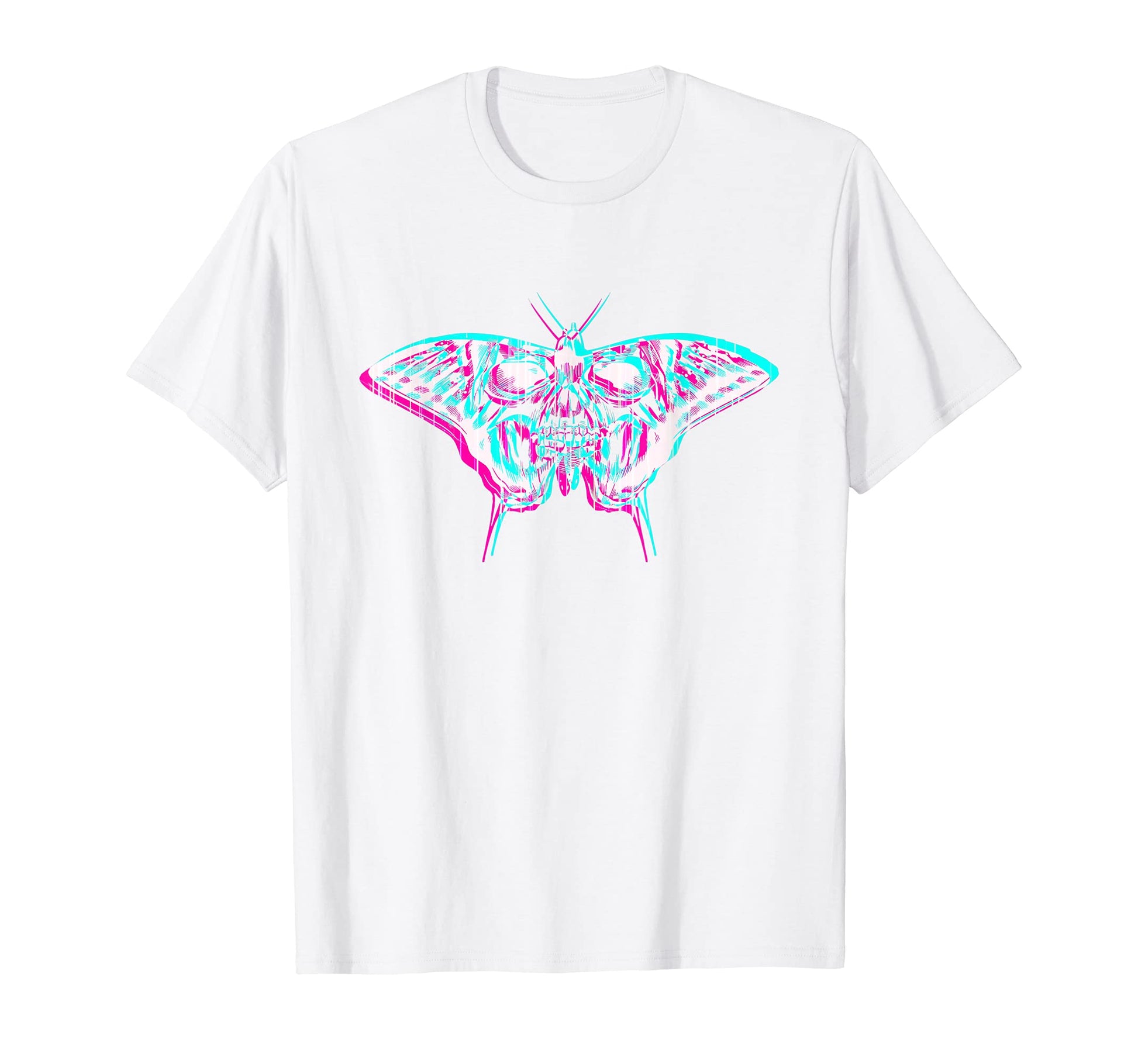 Aesthetic Butterfly Skull Glitch Pastel T-Shirt - Graphic Print Unisex - T-Shirt, Sweatshirt, Hoodie