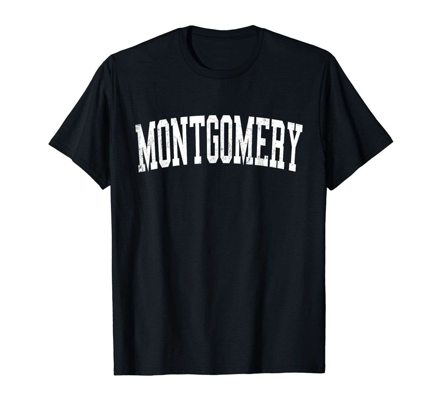 Montgomery Il Distressed White Varsity T-Shirt - Trendy Graphic Men Women - T-Shirt, Sweatshirt, Hoodie