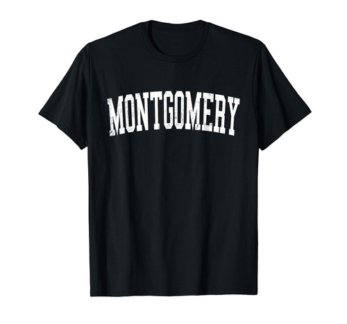 Montgomery Il Distressed White Varsity T-Shirt - Trendy Graphic Men Women - T-Shirt, Sweatshirt, Hoodie
