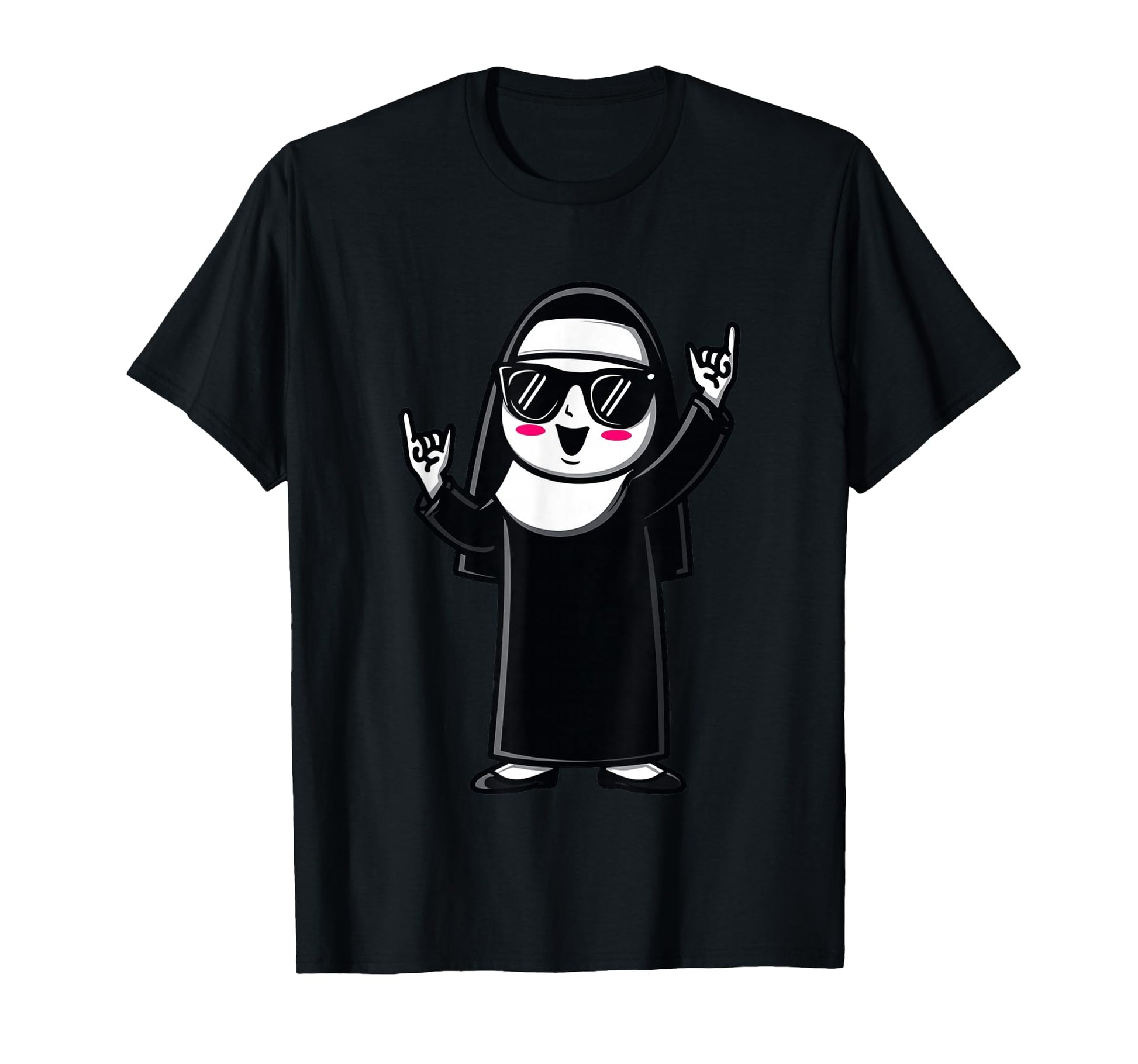 Nun Sunglasses Rock Hand Signs Funny T-Shirt - Fun Novelty Design Unisex - T-Shirt, Sweatshirt, Hoodie