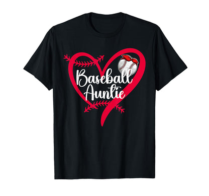 Baseball Auntie Heart Baseball Aunt T-Shirt - Graphic Print for Adults - T-Shirt, Sweatshirt, Hoodie